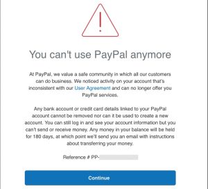 Paypal account frozen